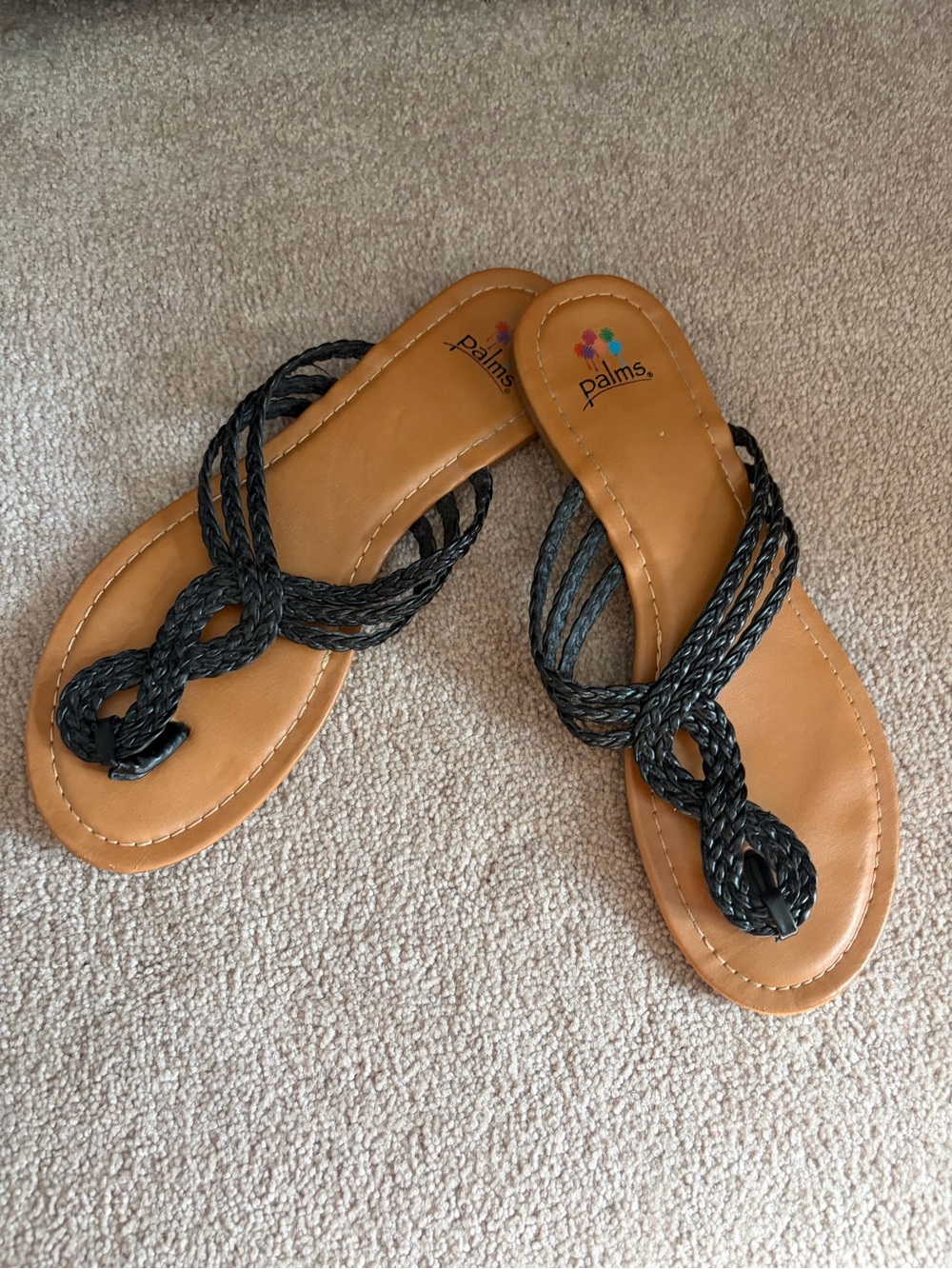 Palms Black Braided-Strap Women's Slide Sandals